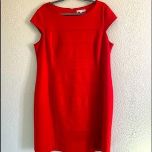 Red/Orange stretch sheath dress by Sandra Darren, 16W.